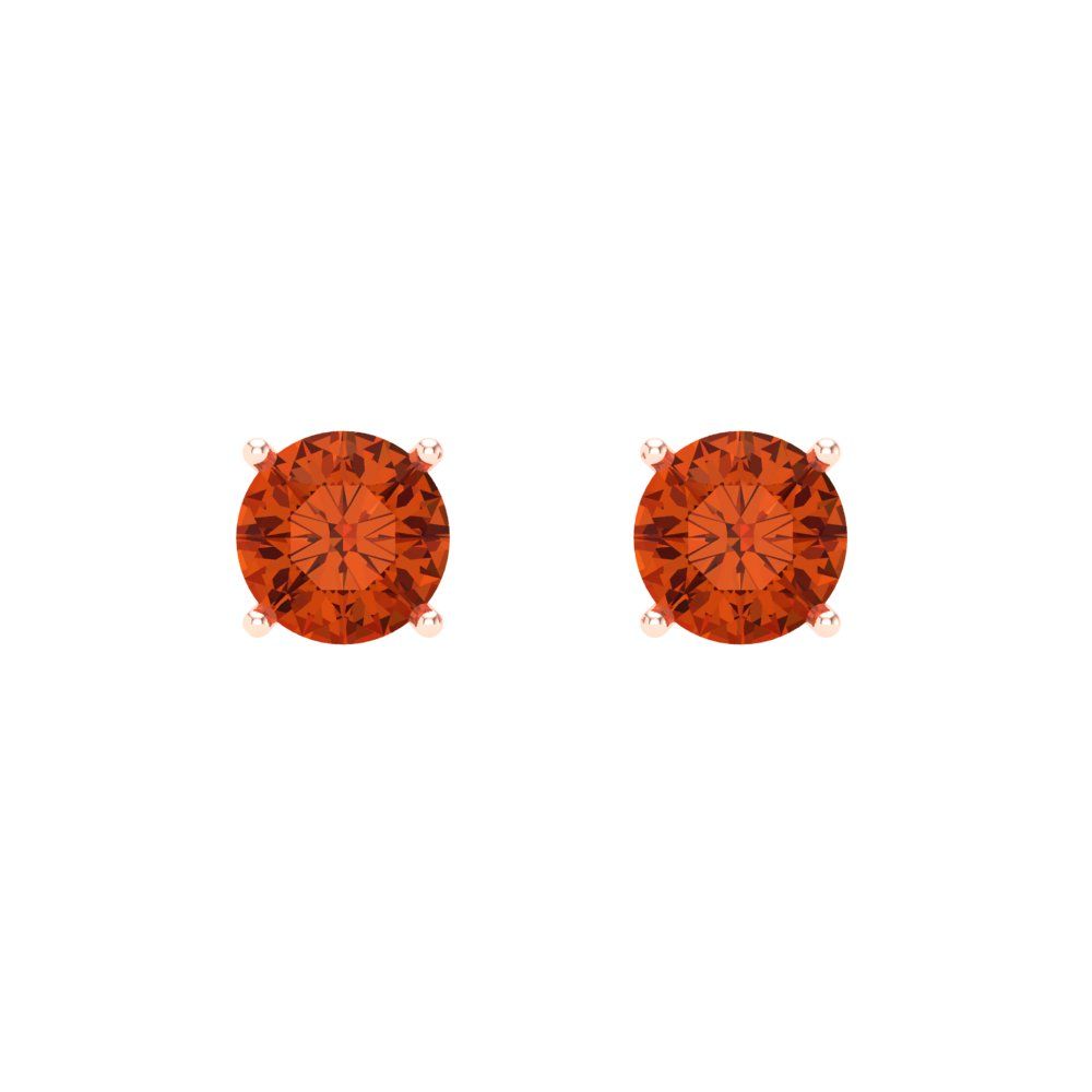 1 ctw Red Zirconia Studs Earrings | 5.0mm Round Cut White Gold Push Back | April Birthstone