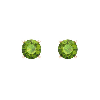 1cttw Round Cut Natural Peridot Gold-Plated 925 Silver Push Back Stud Earrings
