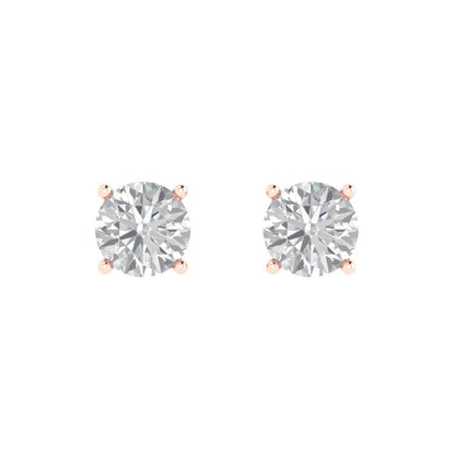 1 ctw Moissanite Studs Earrings | 5.0mm Round Cut White Gold Push Back | April Birthstone