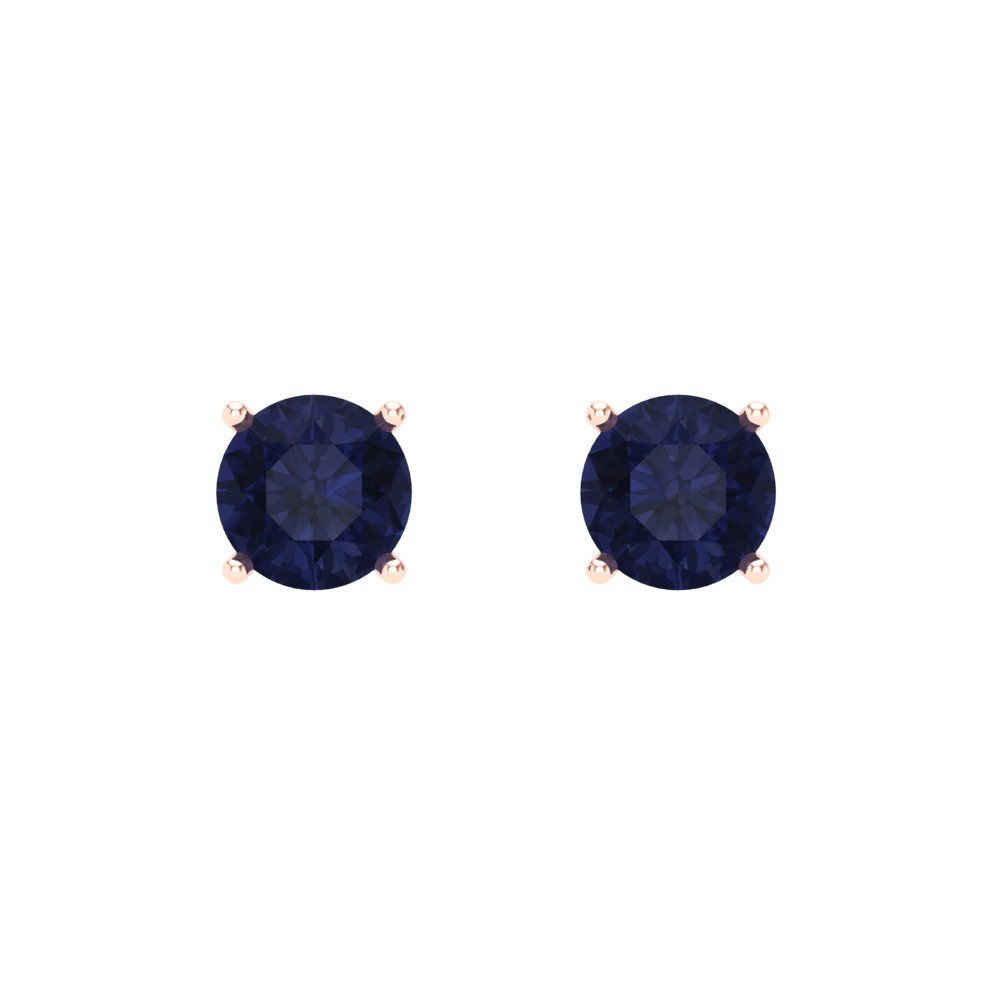 1cttw Round Cut Simulated Blue Sapphire Gold-Plated 925 Silver Push Back Stud Earrings