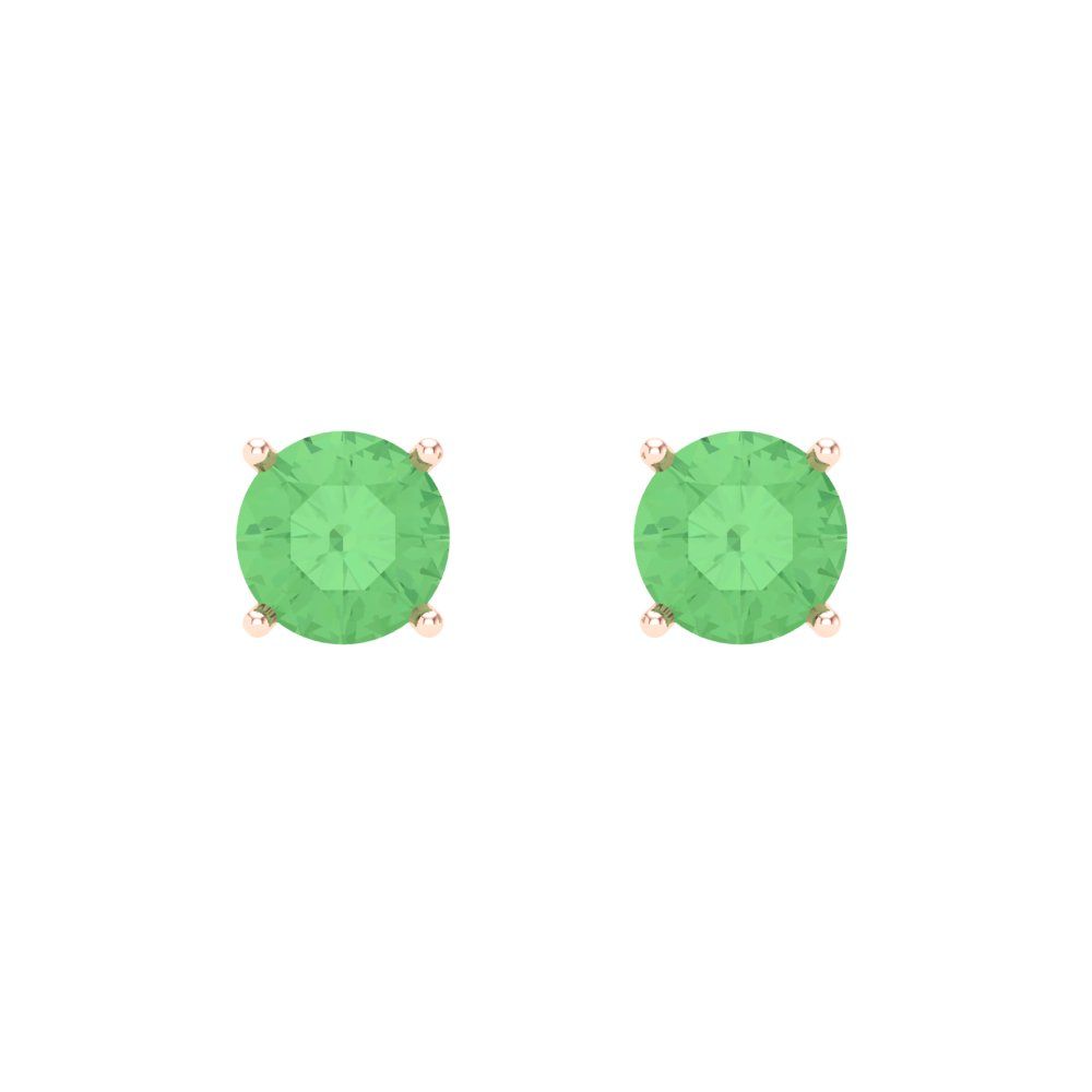 1cttw Round Cut Simulated Green Diamond Gold-Plated 925 Silver Push Back Stud Earrings