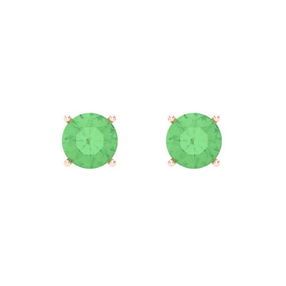1cttw Round Cut Simulated Green Diamond Gold-Plated 925 Silver Push Back Stud Earrings