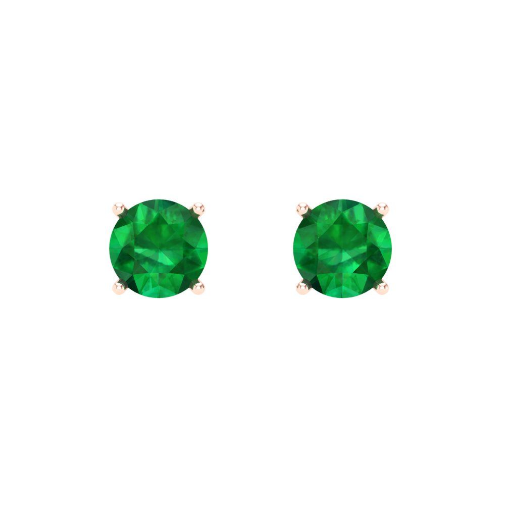 1cttw Round Cut Simulated Emerald Gold-Plated 925 Silver Push Back Stud Earrings