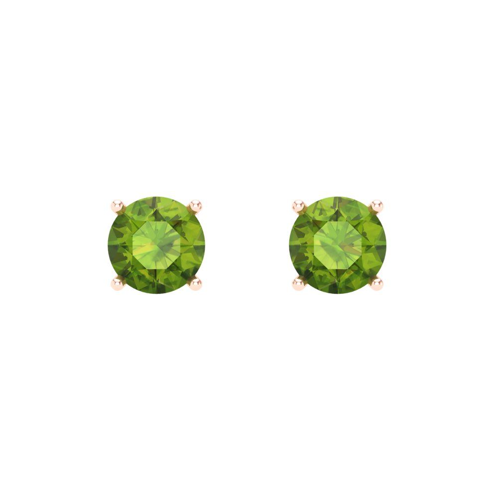1 ctw Peridot Studs Earrings | 5.0mm Round Cut White Gold Push Back | August Birthstone