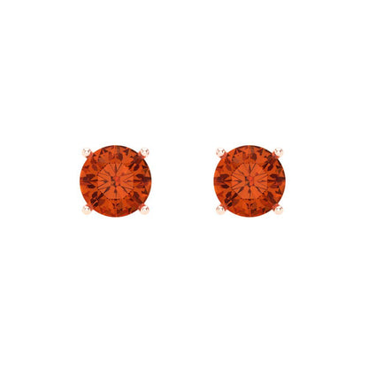 1cttw Round Cut Simulated Red Diamond Gold-Plated 925 Silver Push Back Stud Earrings