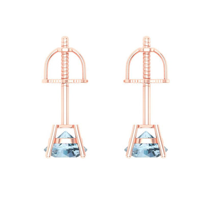 1cttw Round Cut Simulated Blue Diamond Gold-Plated 925 Silver Push Back Stud Earrings