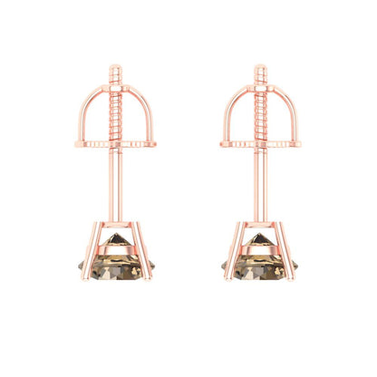 1cttw Round Cut Simulated Champagne Diamond Gold-Plated 925 Silver Push Back Stud Earrings