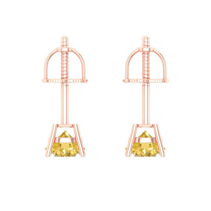 1cttw Round Cut Natural Citrine Gold-Plated 925 Silver Push Back Stud Earrings
