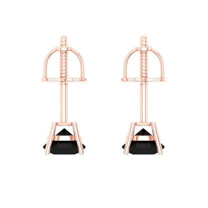 1 ctw Onyx Studs Earrings | 5.0mm Round Cut White Gold Push Back | July Birthstone