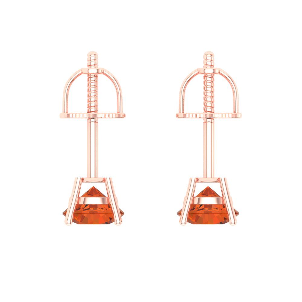1cttw Round Cut Simulated Red Diamond Gold-Plated 925 Silver Push Back Stud Earrings