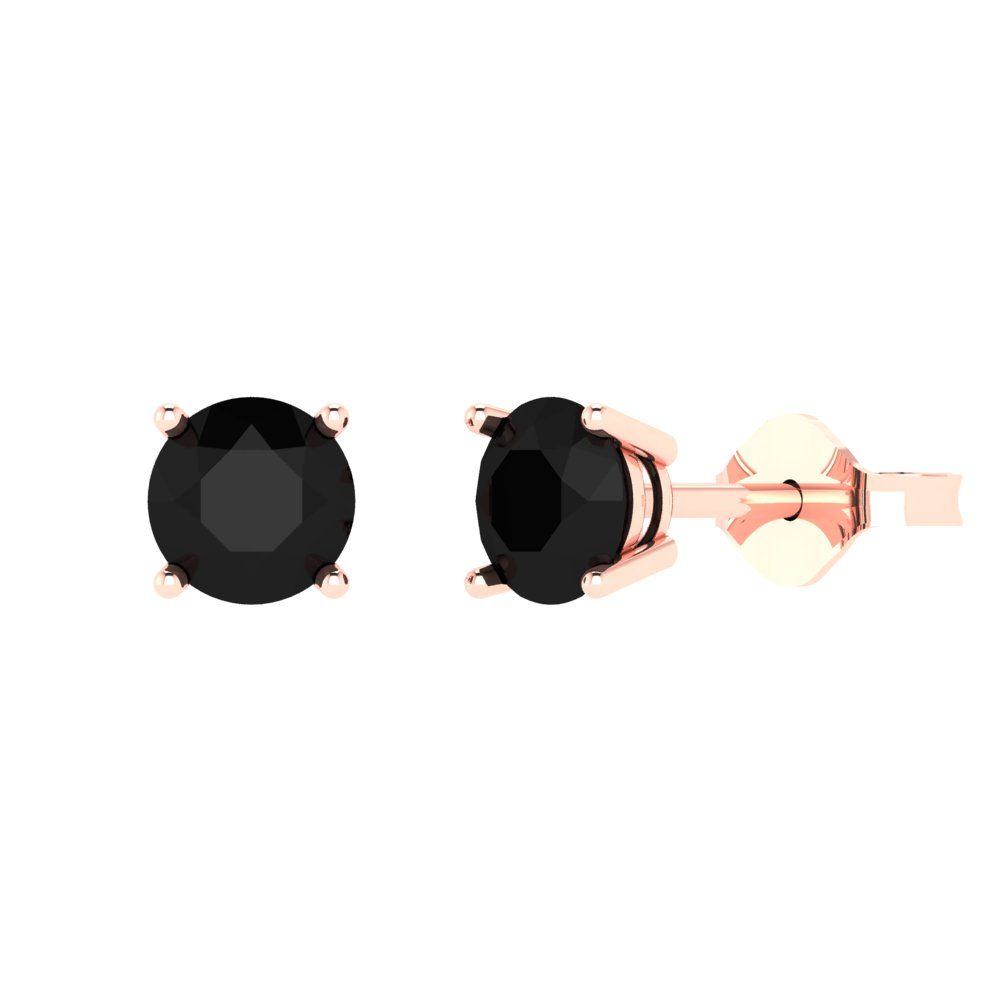 1.5cttw Round Cut Natural Onyx Gold-Plated 925 Silver  Push Back Stud Earrings