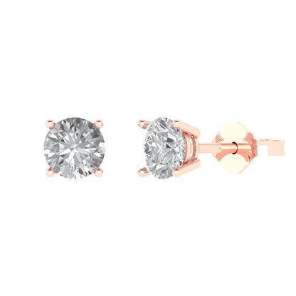 1.5cttw Round Cut Moissanite Gold-Plated 925 Silver  Push Back Stud Earrings
