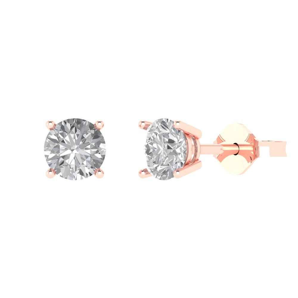 1.5 ctw Moissanite Studs Earrings | 6mm Round Cut White Gold  Push Back | April Birthstone