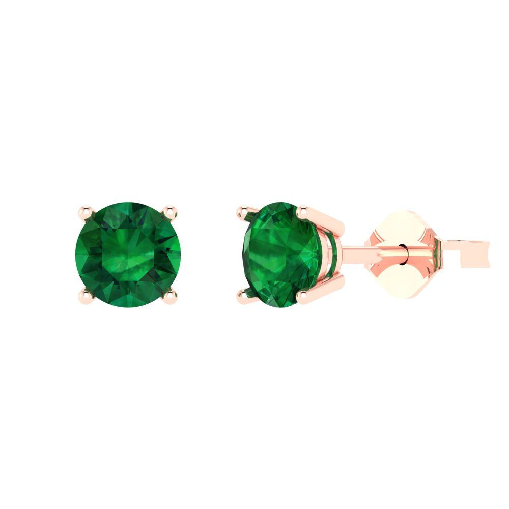 1.5cttw Round Cut Simulated Emerald Gold-Plated 925 Silver  Push Back Stud Earrings