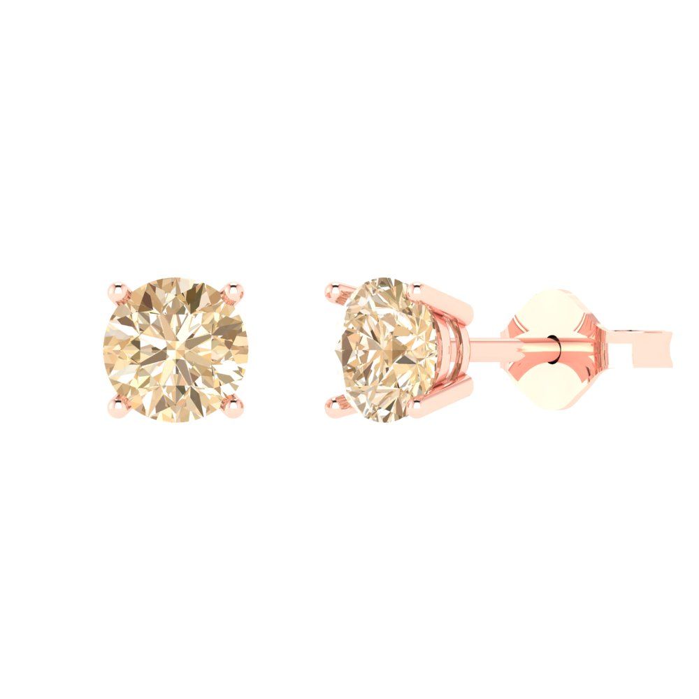 1.5cttw Round Cut Natural Morganite Gold-Plated 925 Silver  Push Back Stud Earrings