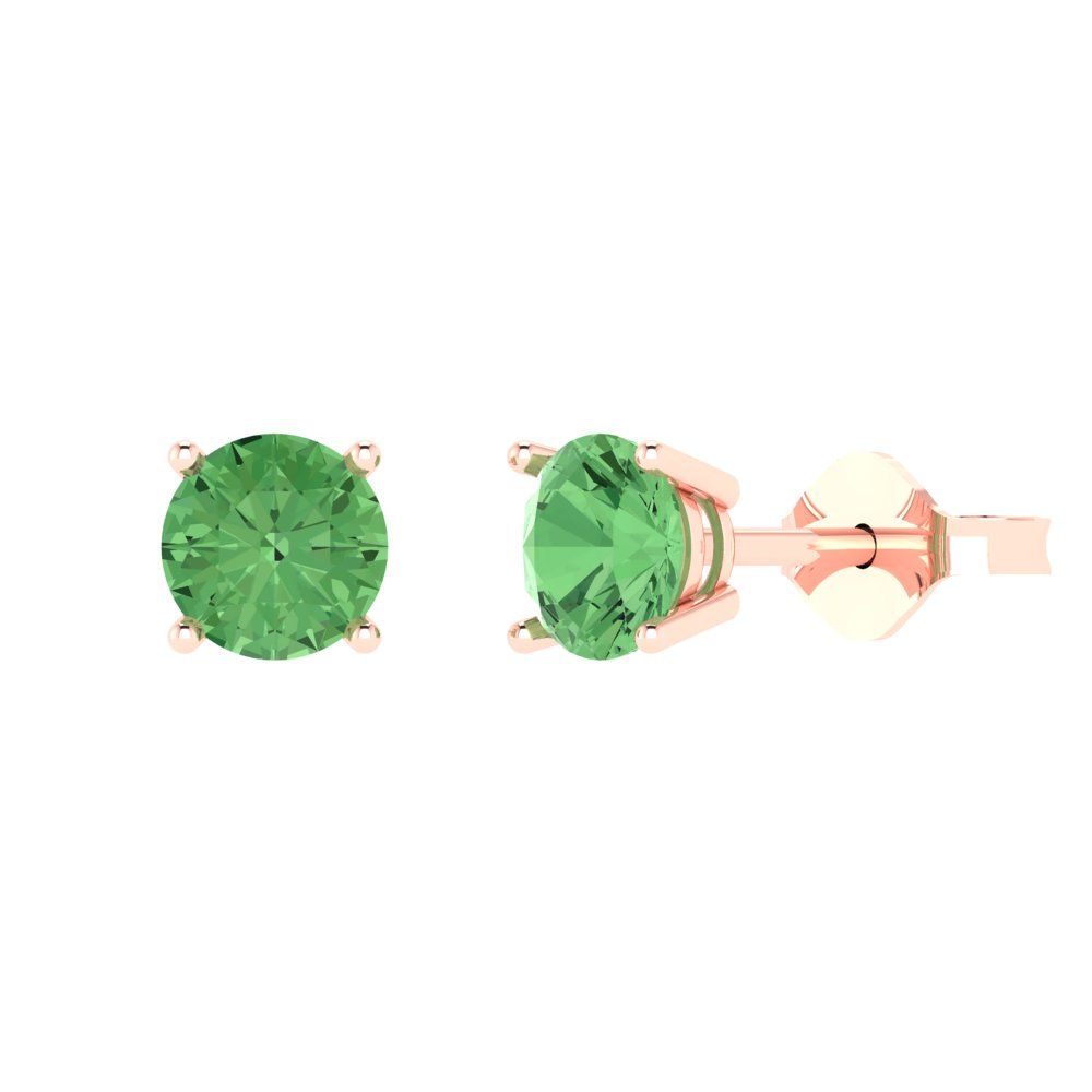 1.5cttw Round Cut Simulated Green Diamond Gold-Plated 925 Silver  Push Back Stud Earrings