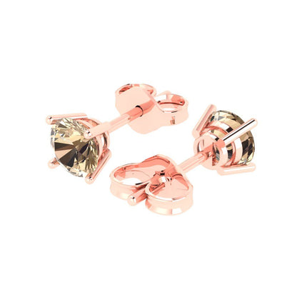 1.5cttw Round Cut Yellow Moissanite Gold-Plated 925 Silver  Push Back Stud Earrings