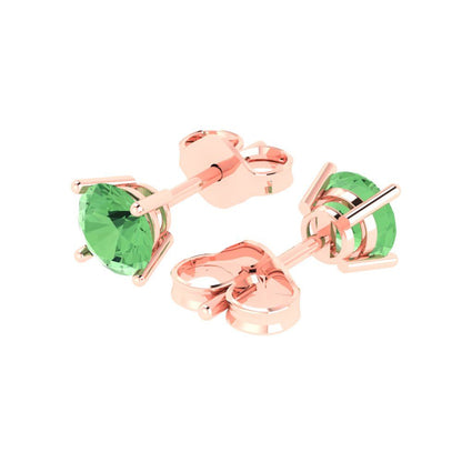 1.5 ctw Green Zirconia Studs Earrings | 6mm Round Cut White Gold  Push Back | April Birthstone