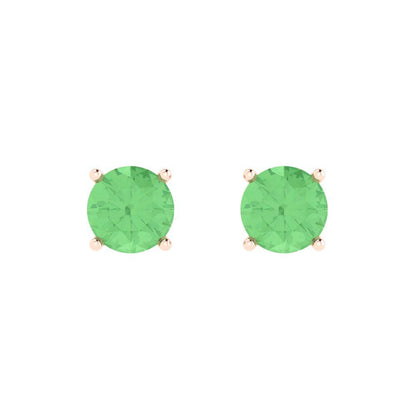 1.5 ctw Green Zirconia Studs Earrings | 6mm Round Cut White Gold  Push Back | April Birthstone