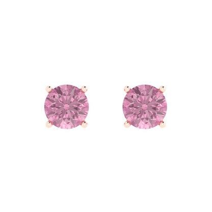 1.5cttw Round Cut Simulated Pink Diamond Gold-Plated 925 Silver  Push Back Stud Earrings