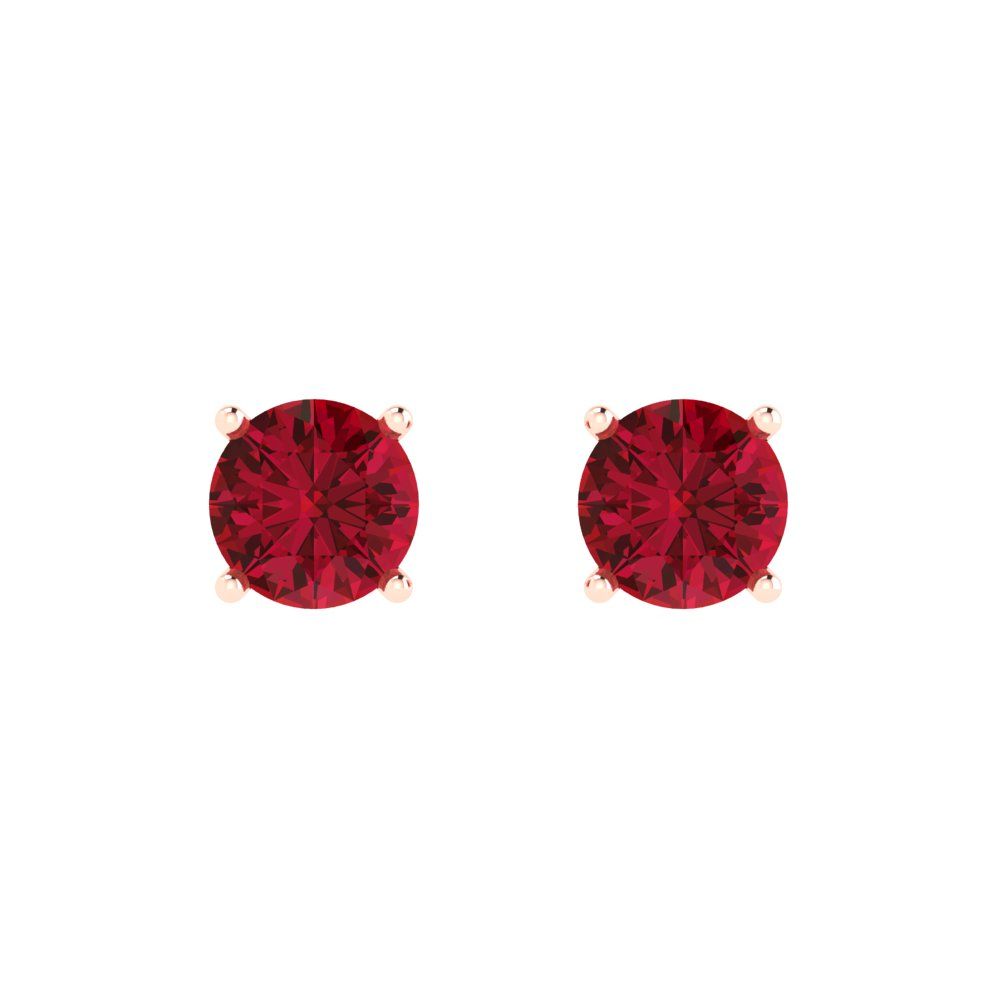 1.5cttw Round Cut Simulated Ruby Gold-Plated 925 Silver  Push Back Stud Earrings