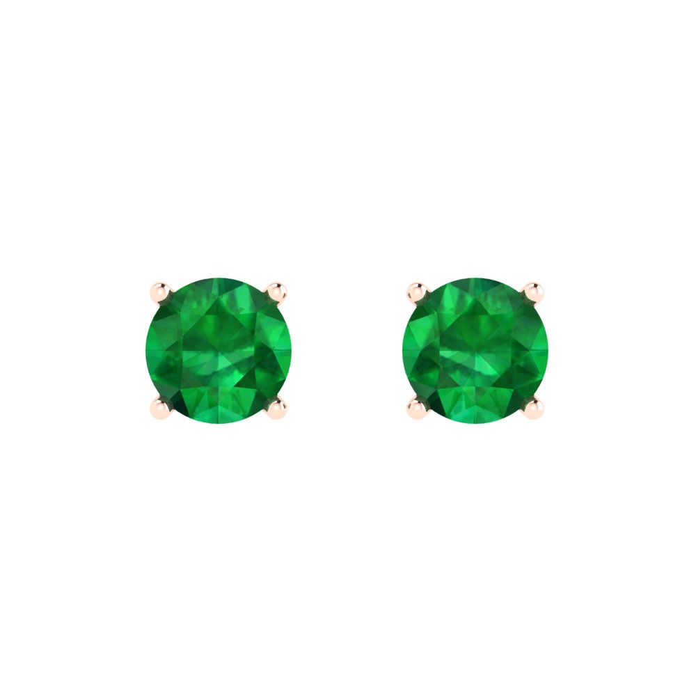 1.5cttw Round Cut Simulated Emerald Gold-Plated 925 Silver  Push Back Stud Earrings