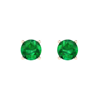 1.5cttw Round Cut Simulated Emerald Gold-Plated 925 Silver  Push Back Stud Earrings