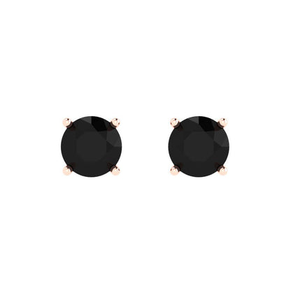 1.5cttw Round Cut Natural Onyx Gold-Plated 925 Silver  Push Back Stud Earrings