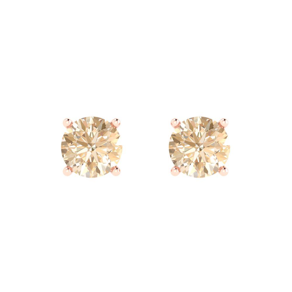 1.5cttw Round Cut Natural Morganite Gold-Plated 925 Silver  Push Back Stud Earrings