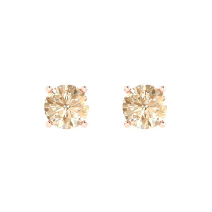 1.5cttw Round Cut Natural Morganite Gold-Plated 925 Silver  Push Back Stud Earrings