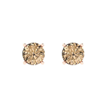 1.5 ctw Yellow Moissanite Studs Earrings | 6mm Round Cut White Gold  Push Back | April Birthstone