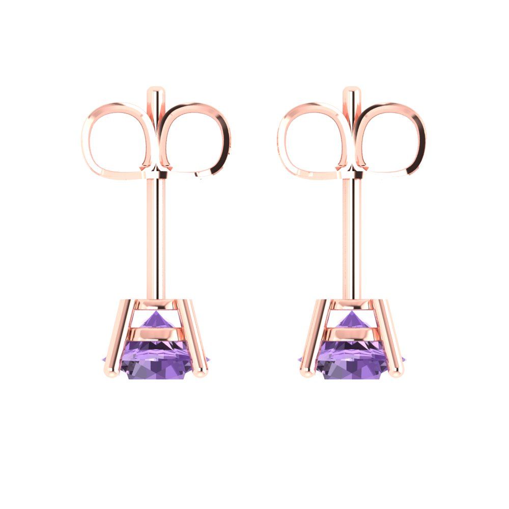 1.5cttw Round Cut Simulated Alexandrite Gold-Plated 925 Silver  Push Back Stud Earrings
