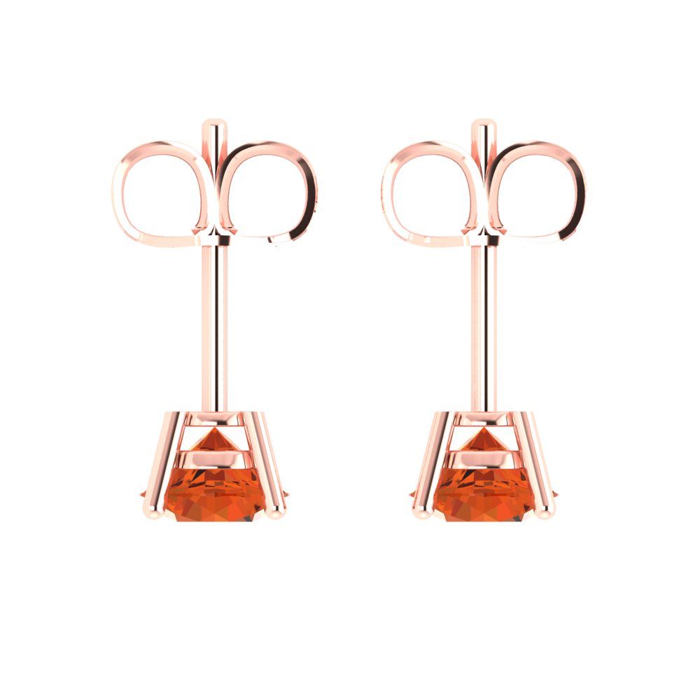 1.5 ctw Red Zirconia Studs Earrings | 6mm Round Cut White Gold  Push Back | April Birthstone