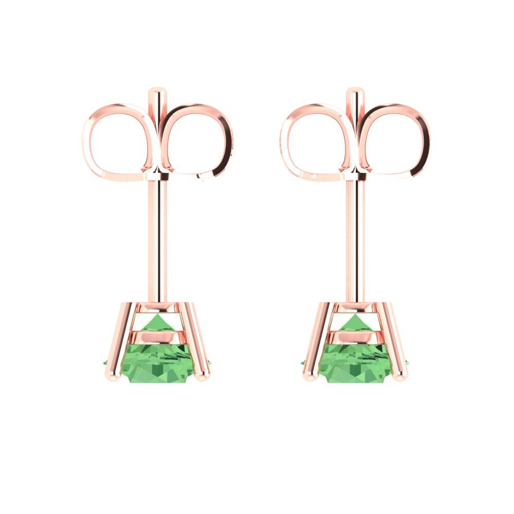 1.5cttw Round Cut Simulated Green Diamond Gold-Plated 925 Silver  Push Back Stud Earrings