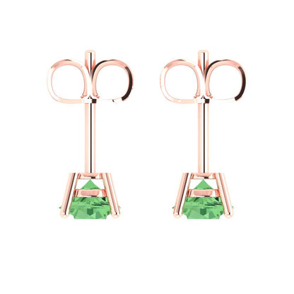 1.5cttw Round Cut Simulated Green Diamond Gold-Plated 925 Silver  Push Back Stud Earrings
