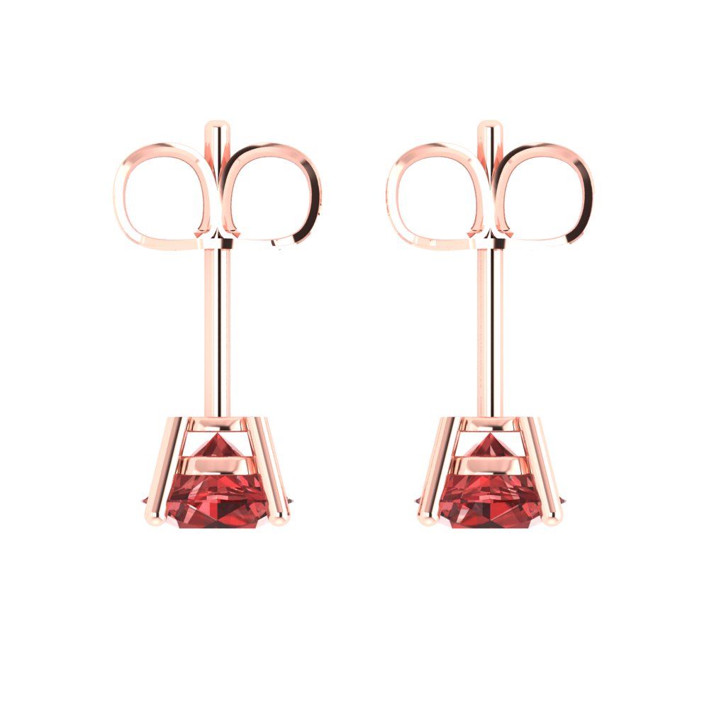 1.5cttw Round Cut Natural Garnet Gold-Plated 925 Silver  Push Back Stud Earrings