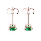 1.5 ct Brilliant Round Cut Solitaire Studs Simulated Emerald Stone Rose Gold Earrings Push back