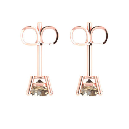 1.5 ctw Yellow Moissanite Studs Earrings | 6mm Round Cut White Gold  Push Back | April Birthstone