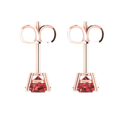 1.5 ctw Garnet Studs Earrings | 6mm Round Cut White Gold  Push Back | January Birthstone