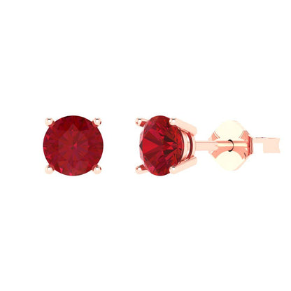 2 ctw Pink Tourmaline Studs Earrings | 6.5mm Round Cut White Gold Push Back | April Birthstone