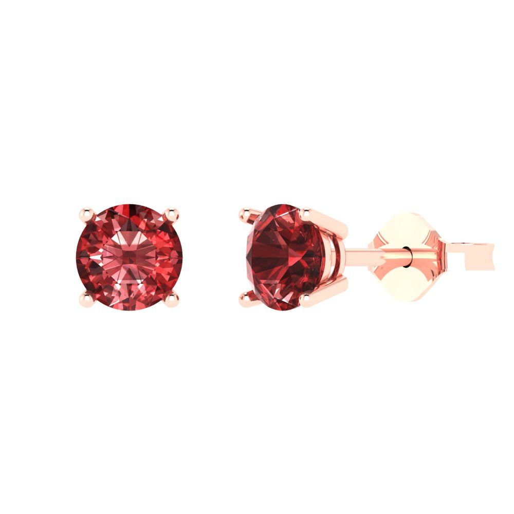 2 ctw Garnet Studs Earrings | 6.5mm Round Cut White Gold Push Back | January Birthstone