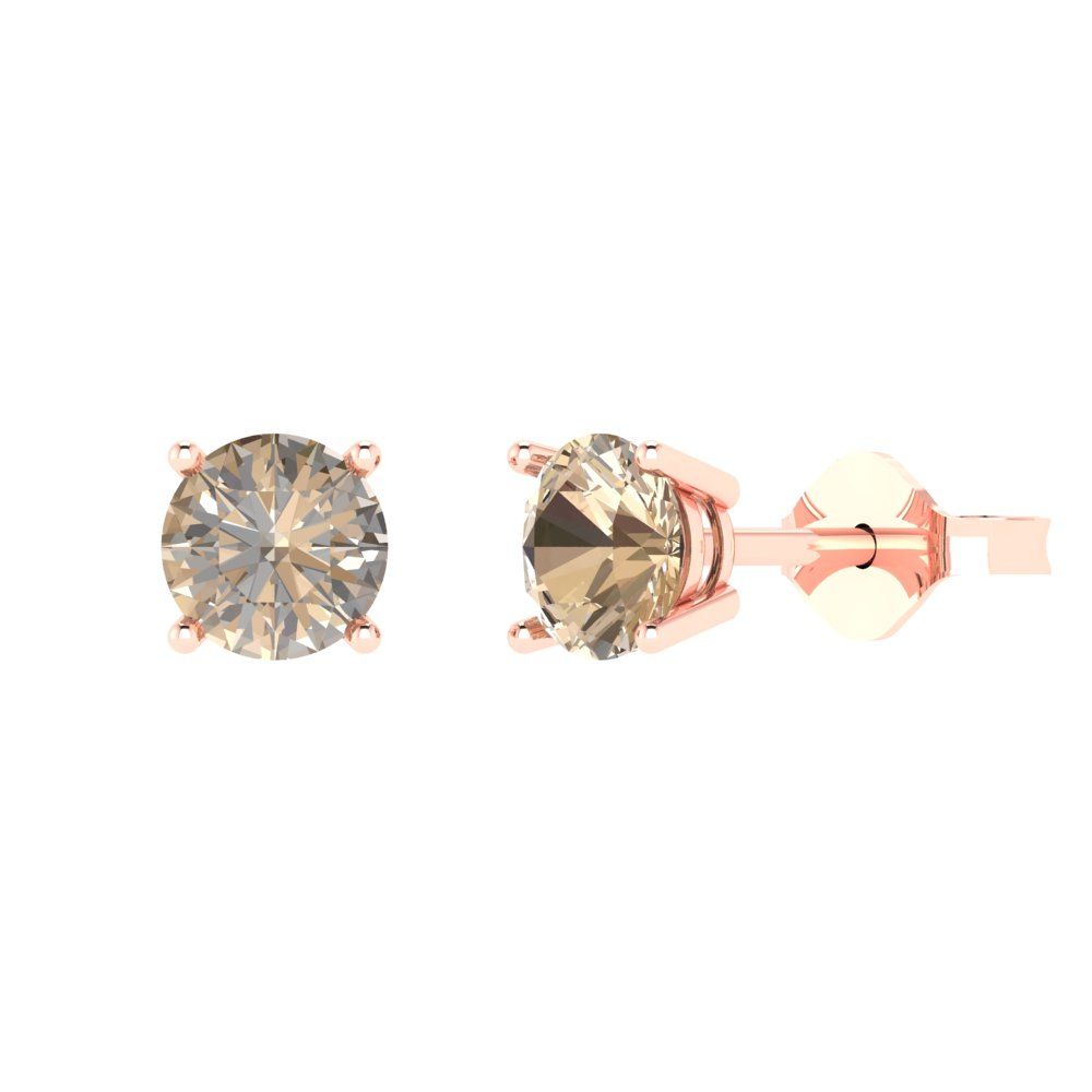 2cttw Round Cut Yellow Moissanite Gold-Plated 925 Silver Push Back Stud Earrings