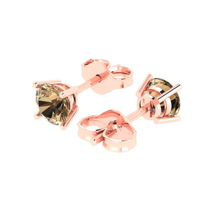 2cttw Round Cut Simulated Champagne Diamond Gold-Plated 925 Silver Push Back Stud Earrings