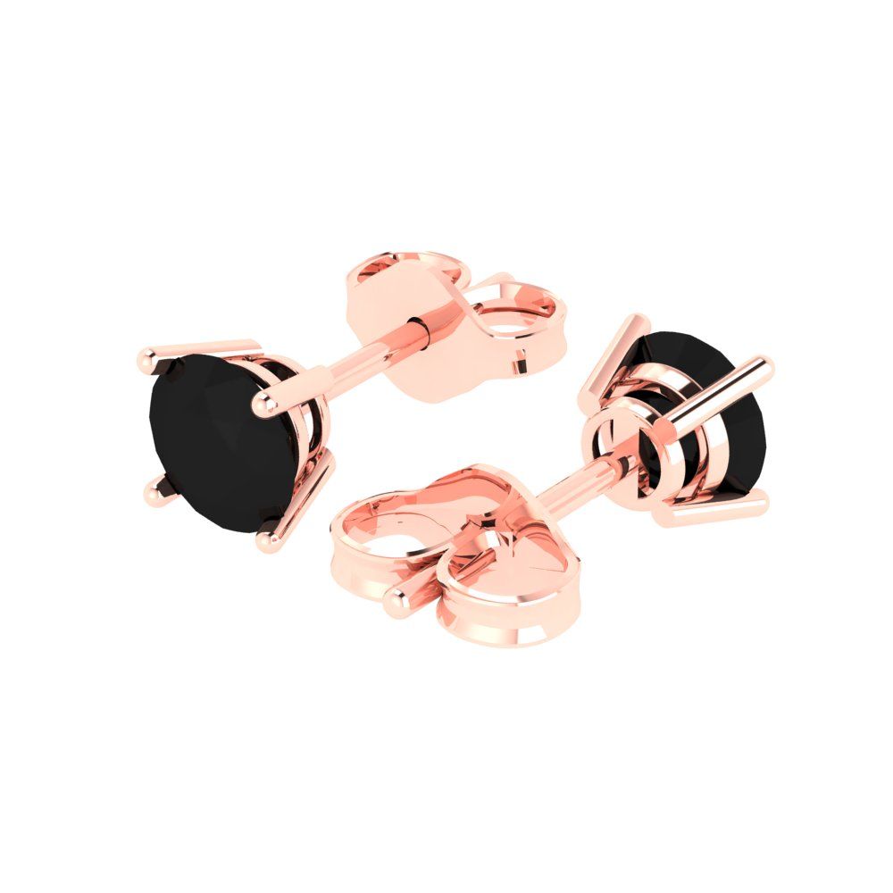 2 ctw Onyx Studs Earrings | 6.5mm Round Cut White Gold Push Back | July Birthstone