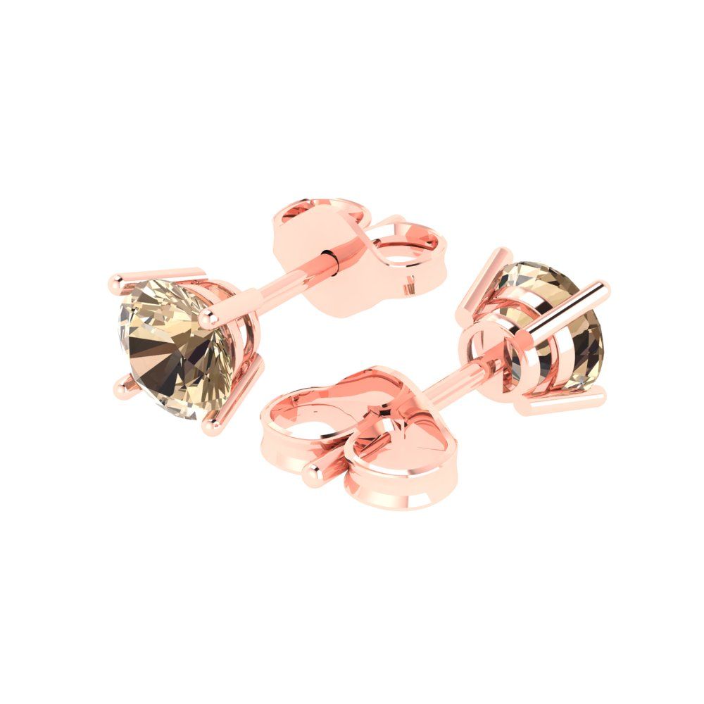 2 ctw Yellow Moissanite Studs Earrings | 6.5mm Round Cut White Gold Push Back | April Birthstone