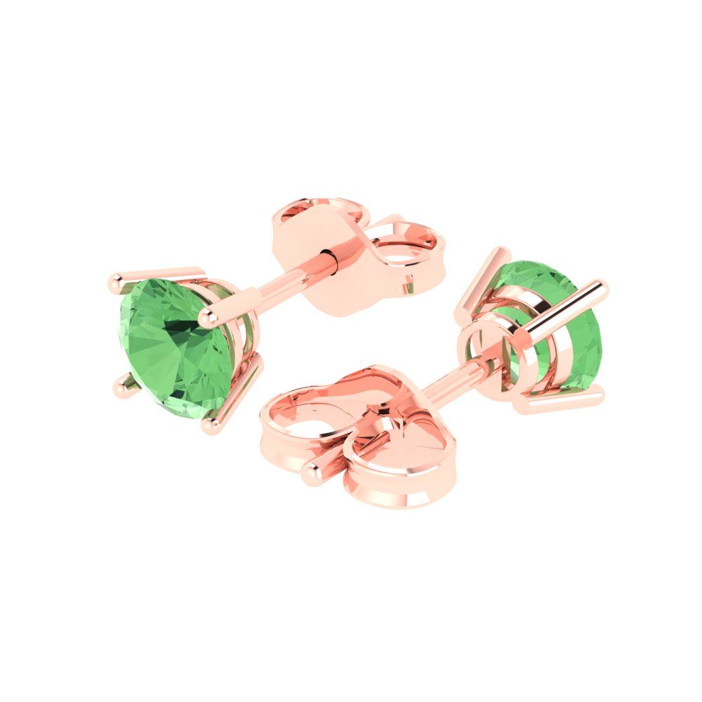 2cttw Round Cut Simulated Green Diamond Gold-Plated 925 Silver Push Back Stud Earrings