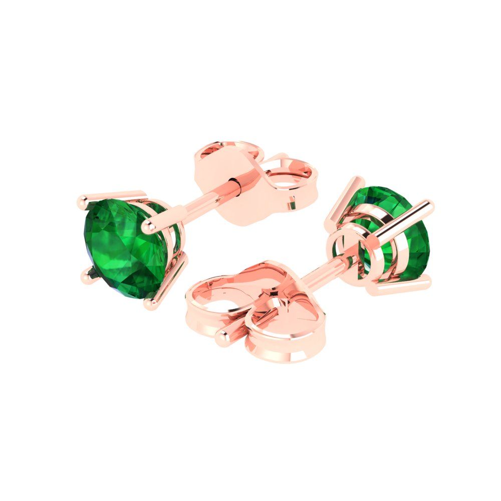 2cttw Round Cut Simulated Emerald Gold-Plated 925 Silver Push Back Stud Earrings