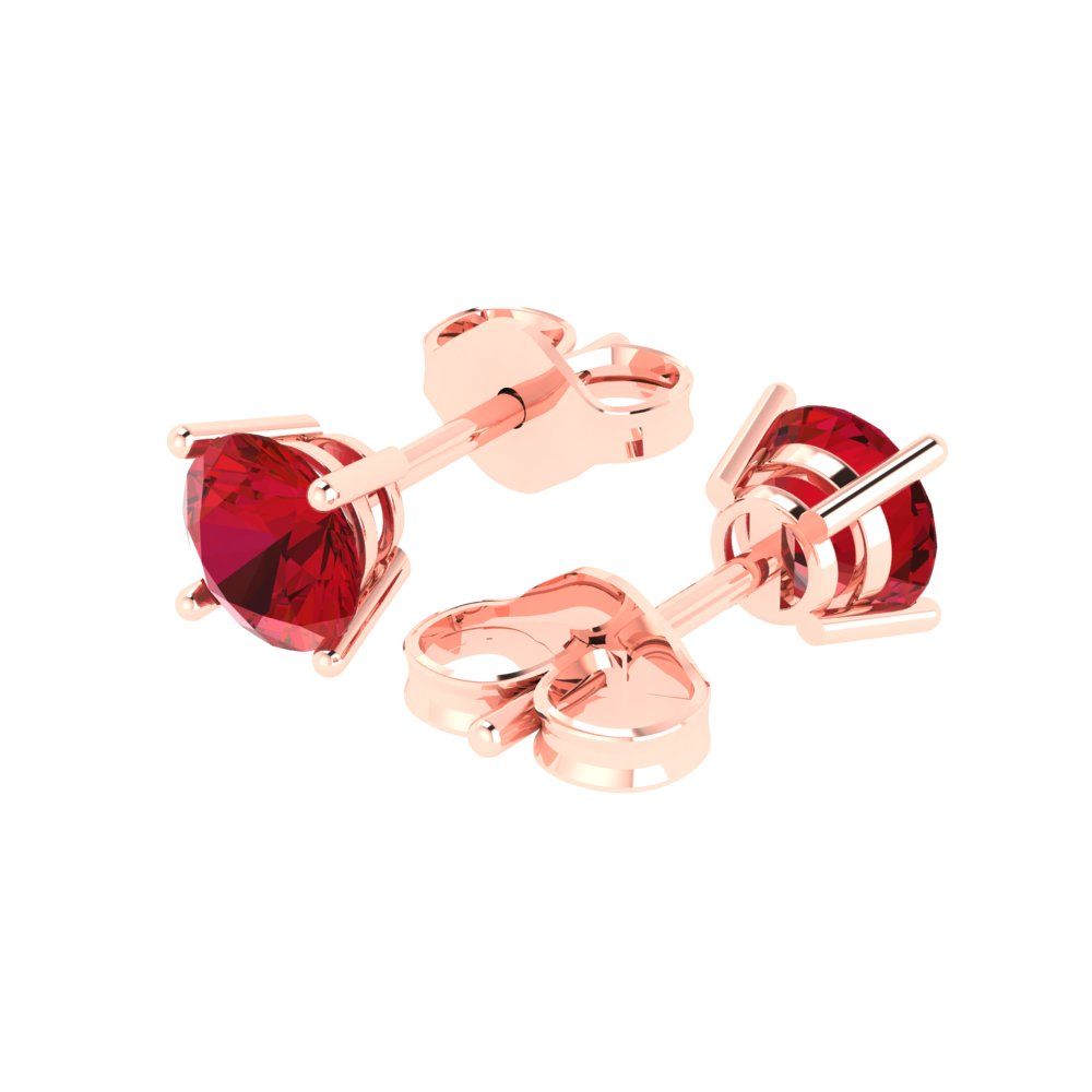 2cttw Round Cut Simulated Ruby Gold-Plated 925 Silver Push Back Stud Earrings
