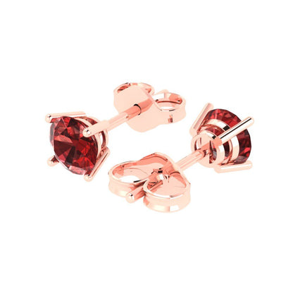 2 ctw Garnet Studs Earrings | 6.5mm Round Cut White Gold Push Back | January Birthstone