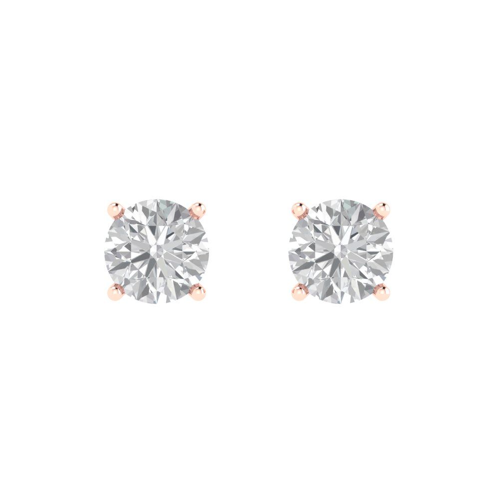 2 ctw Moissanite Studs Earrings | 6.5mm Round Cut White Gold Push Back | April Birthstone